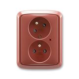 5593A-C02357 R2 Double socket outlet with earthing pins, shuttered, with turned upper cavity, with surge protection