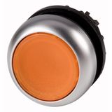 Illuminated pushbutton actuator, RMQ-Titan, Flush, maintained, orange, Blank, Bezel: titanium