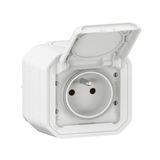 Power socket with waterproof earth with Plexo shutter 16A 250V delivered complete for white surface mounting