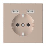 Merten - USB charger + schuko socket-outlet - 2.4A 16A - champagne