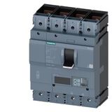 circuit breaker 3VA2 IEC Frame 400 breaking capacity class M Icu=55 kA @ 415 V 4-pole, line protection ETU560, LSIG, In=400 A overload  3VA2340-5JQ42-0KH0