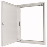 Flush-mounting door frame with sheet steel door and three-point turn-lock for 3-component system, W = 1000 mm, H = 1760 mm, white