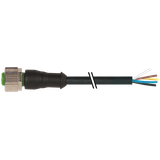 M12 female 0° A-cod. with cable PUR 5x0.34 bk UL/CSA 5m