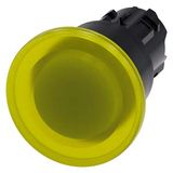 Illuminated mushroom pushbutton, 22 mm, round, plastic, yellow, 40mm, latching, pull-to-unlatch mechanism, with laser labeling, symbol number according to, ISO 7000 or IEC