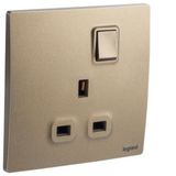 Mallia Senses - 1 gang BS switched socket outlet single pole -13A - Dark Bronze