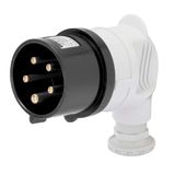 90° PLUG - IP44 - 3P+E 32A 480-500V 50/60HZ - BLACK - 7H - SCREW WIRING