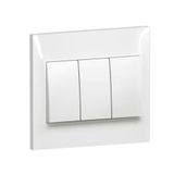 Switch 3 Gang 2 Way 16A 7X7 White , Legrand-Belanko S