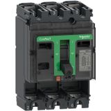 Circuit breaker basic frame, ComPacT NSX100F, 36 kA at 415 VAC 50/60 Hz, 100 A, without trip unit, 3 poles