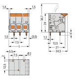 PCB terminal block lever 6 mm² blue