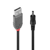 USB 2.0 Type A to 3.5mm DC Cable, 1.5m USB Type A Male to 3.5mm outer/1.35mm inner diameter DC connector