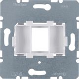 Supporting plate white mounting device 1gang for modular jack, com-tec