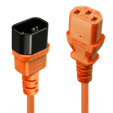 0.5m C14 to C13 Mains Extension Cable, orange IEC C14 Connector to IEC C13 Connector