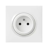 easyréno 2P+E 16A low depth dooxie one power socket delivered with white square plate and claws