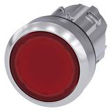 Illuminated pushbutton, 22 mm, round, metal, shiny, red, pushbutton, flat,  3SU1051-0AA20-0AA0-Z Y12