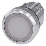 Illuminated pushbutton, 22 mm, round, metal, shiny, white, pushbutton,  3SU1051-0AB60-0AA0-Z Y12