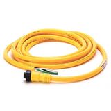 Allen-Bradley, 889N-F3AFNU-12F, Patchcord: Mini/Mini Plus, Female, Straight, 3-Pin, PVC Cable, Yellow, Unshielded, IEC Color Coded, Mini, Male, Straight (Int. Threads), 12 feet (3.66 meters)