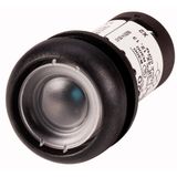 Illuminated pushbutton actuator, Flat, momentary, 1 N/O, Screw connection, LED white, Without button plate, 120 V AC, Bezel: black