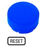 Button lens, raised blue, RESET