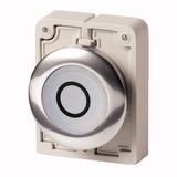 Illuminated pushbutton actuator, RMQ-Titan, Flat, maintained, White, inscribed 0, Metal bezel