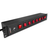 1.5U 8 Way Schuko Sockets, Horizontal Rack 19'' PDU with switches Provides max. 3500W to 8 devices