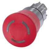 EMERGENCY STOP mushroom pushbutton, illuminable, 22 mm, round, metal, shiny, red, 40 mm, positive  3SU1051-1HB20-0AA0-Z Y11