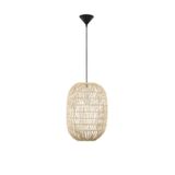 Natural Rattan  Black Fabric Wire & Base  LED E27 1x12 Watt 230 Volt  IP20 Bulb Excluded   D: 30 H1: 42 H2: 250 cm Adjustable height