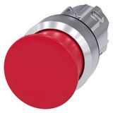 Mushroom pushbutton, 22 mm, round, metal, shiny, red, 30 mm, 3SU1050-1AD20-0AA0-Z Y19