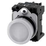 Indicator light, 22 mm, round, plastic, white, lens, smooth, with holder, LED module with integrated LED 110  3SU1103-6AA60-1AA0-Z Y10