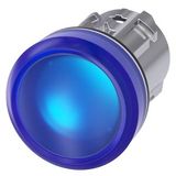 Indicator light, 22 mm, round, metal, shiny, blue,  3SU1051-6BA50-0AA0