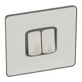 Synergy Sleek 2 Gang 2 Way 10AX Single Pole Plate Switch Brushed Stainless Steel