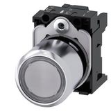 Pushbutton; compact; with extended stroke (12 mm); 22 mm; round; Metal; clear; pushbutton; .... 3SU1251-0EB70-0AA0-Z Y11