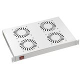 Fan-unit 19" / 1U, 4 fans, Switch (on/off), RAL7035