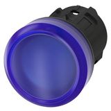 Indicator light, 22 mm, round, plastic, blue, lens, smooth, with laser 3SU1001-6AA50-0AA0-Z Y11