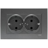 Novella Dark Grey Child Protected Double Earth Socket