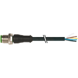 M12 male 0° B-cod. with cable PUR 5x0.34 bk UL/CSA+drag ch. 1.0m