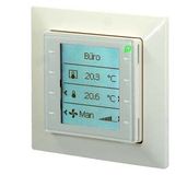 QMX3.P36F - Room unit for KNX PL-Link, freely configurable, flush-mounted with square bezel