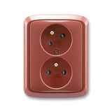 5513A-C02357 R2 Double socket outlet with earthing pins, shuttered, with turned upper cavity