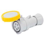 STRAIGHT CONNECTOR HP - IP66/IP67/IP68/IP69 - 3P+N+E 32A 100-130V 50/60HZ - YELLOW - 4H - SCREW WIRING