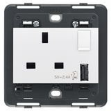 2P+E13ABS socket+switch +A-USB white