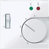 Cen.pl. f. floor thermostat insert w. switch, active white, glossy, System M