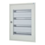 Complete flush-mounted flat distribution board with window, grey, 24 SU per row, 4 rows, type C