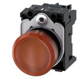 Indicator lights, 22 mm, round, plastic, amber, lens, smooth, with holder, LED module, with integrated  3SU1106-6AA00-1AA0-Z Y13