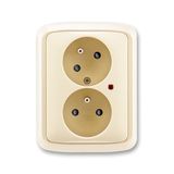 5593A-C02357 C Double socket outlet with earthing pins, shuttered, with turned upper cavity, with surge protection