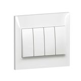 Switch 4 Gang 2 Way 16A 7X7 White , Legrand-Belanko S