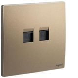 Double RJ45 socket outlet category 5E UTP dark bronze