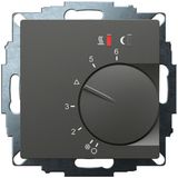 UP room controller, anthracite 55x55, 5-30C, AC 230V, 16 A relay output 1 NO contact, PWM / 2 point control, switch, TA, LED displays