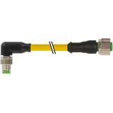 M8 male 90° / M12 female 0° A-cod. PUR 4x0.25 ye UL/CSA+drag ch. 1.5m