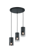 Robin pendant 3-pc E27 matt black/smoke