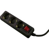 3-way power strip, 2m, black