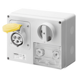 FIXED INTERLOCKED HORIZONTAL SOCKET-OUTLET - WITH BOTTOM - WITH FUSE-HOLDER BASE - 2P+E 32A 100-130V - 50/60HZ 4H CBF - IP44